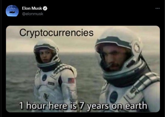 Elon Musk Tweets Interstellar Crypto Meme, Causing Dogecoin to Skyrocket. -  CoinCu News