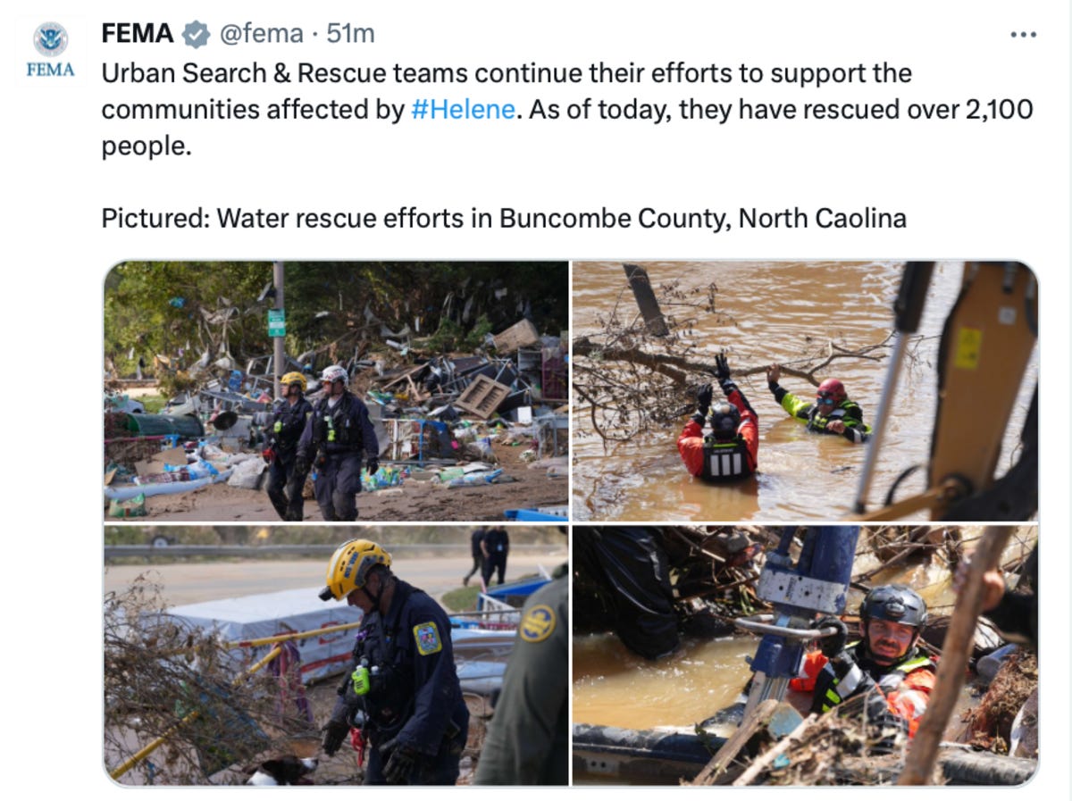 FEMA showing the work of "Urban Search & Rescue teams"