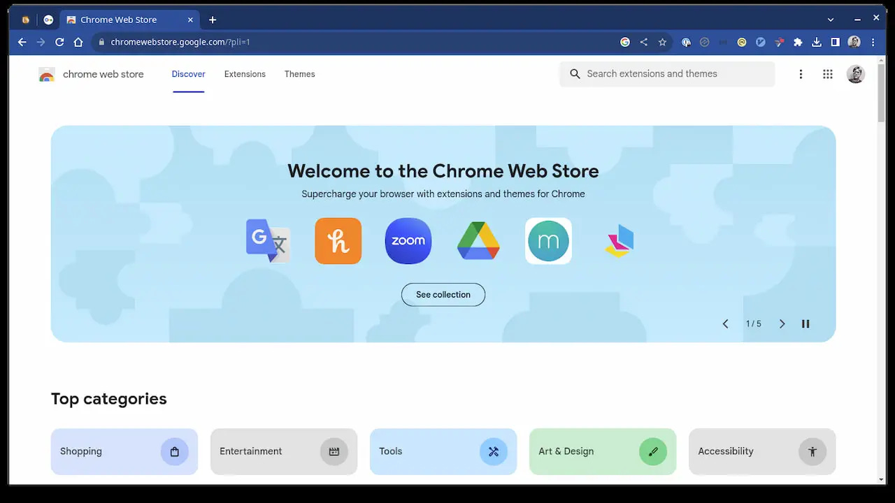Google Chrome Web store as viewed in the Chrome 120 release