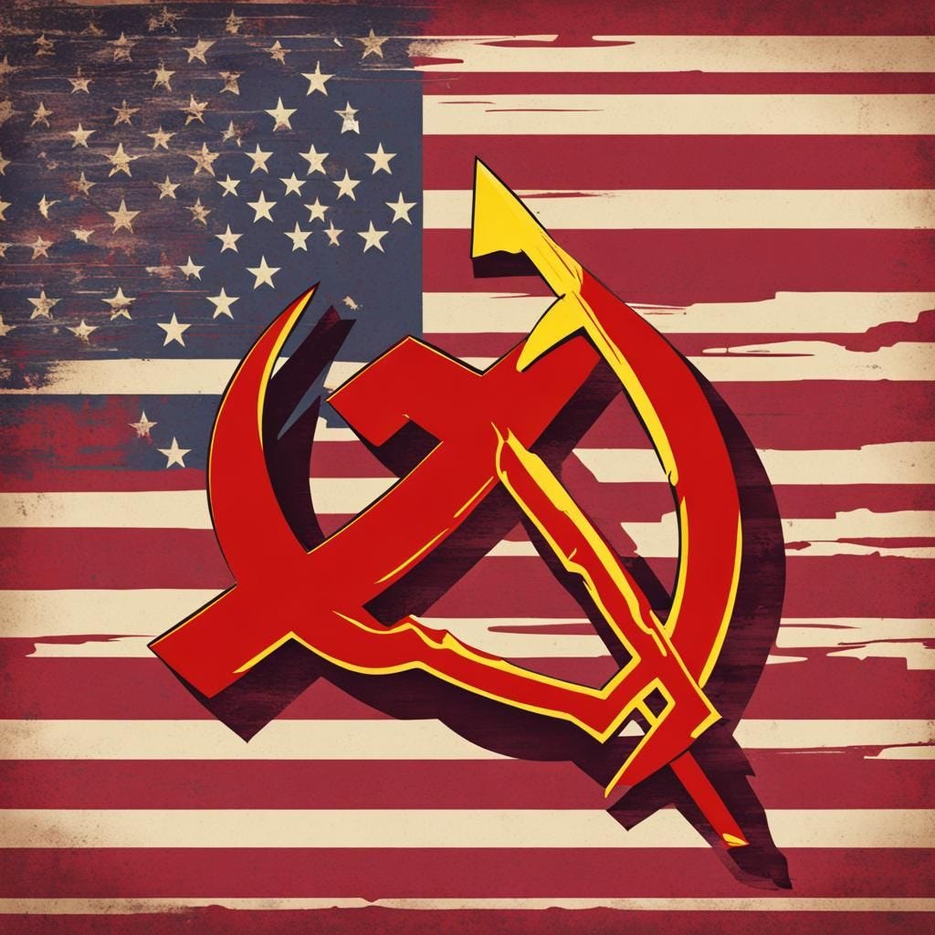 Communist Hammer and Sickle Flag USA 
