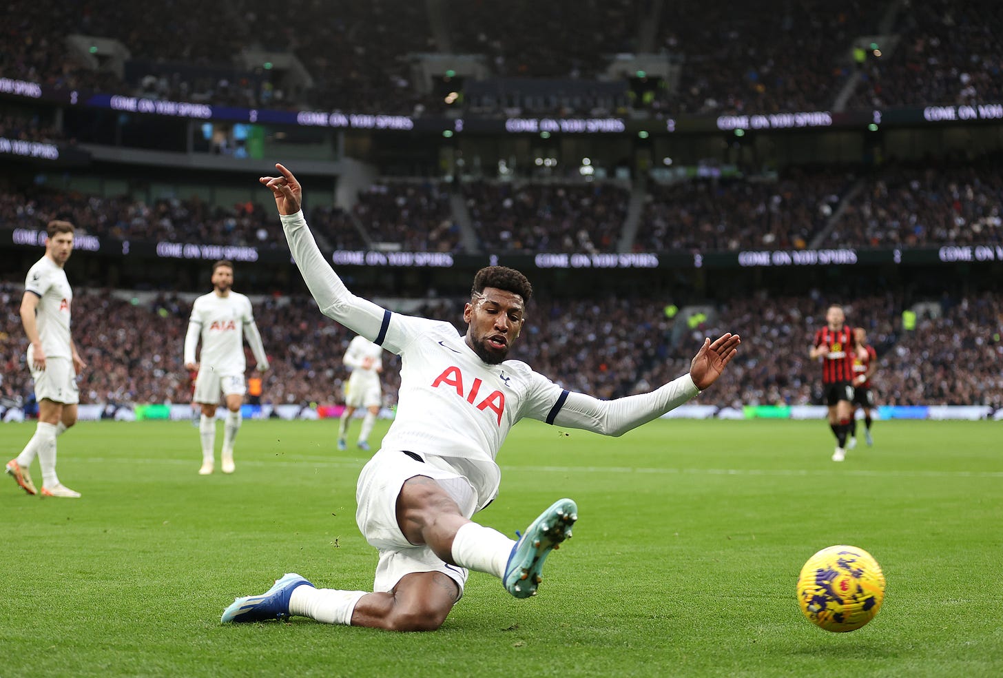 Emerson Royal pictured in action for Tottenham Hotspur during a 3-1 home win over Bournemouth in December 2023