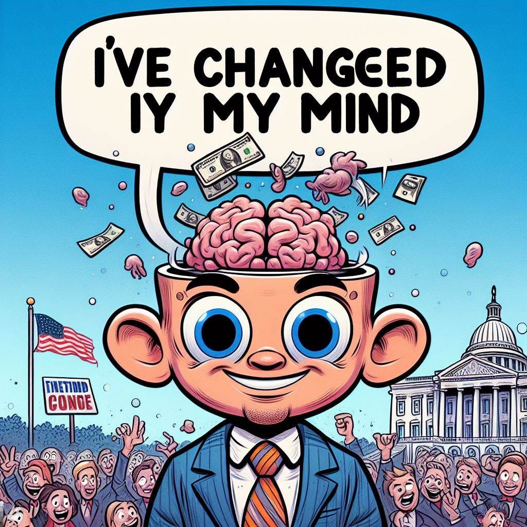 I'd like a cartoon style image that represents the sentiment "I've changed my mind"