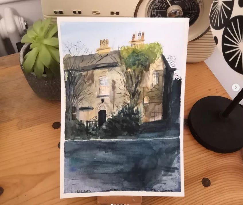 A watercolour painting by the author of the house
