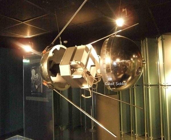 Disassembled model of the Sputnik 1 at the Memorial Museum of Cosmonautics in Moscow Disassembled model of the Sputnik 1 at the Memorial Museum of Cosmonautics in Moscow