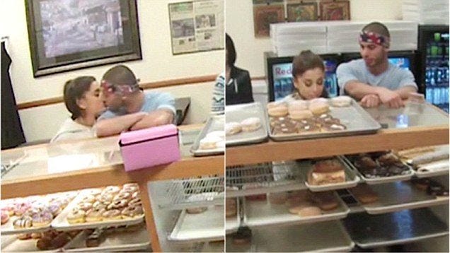 ariana grande kissing singer then licks his donut 2015 gossip