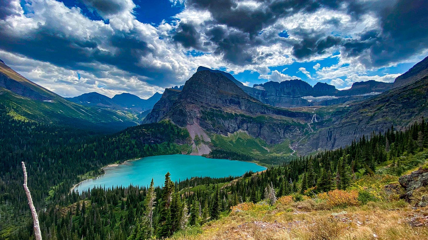 Free Lake and Mountains in Glacier National Park in USA Stock Photo