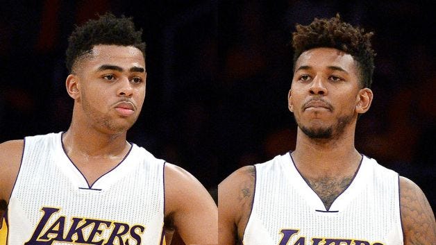 los angeles lakers backing d'angelo russell video feud with nick young 2016 images