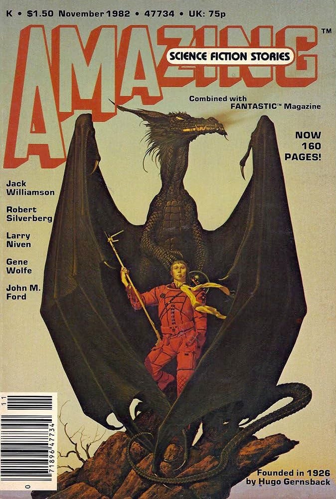 Magazine cover for AMAZING SCIENCE FICTION STORIES dated November 1982