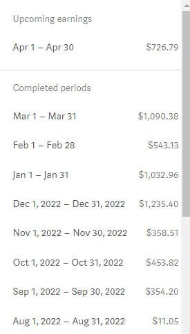 Earnings from my main account