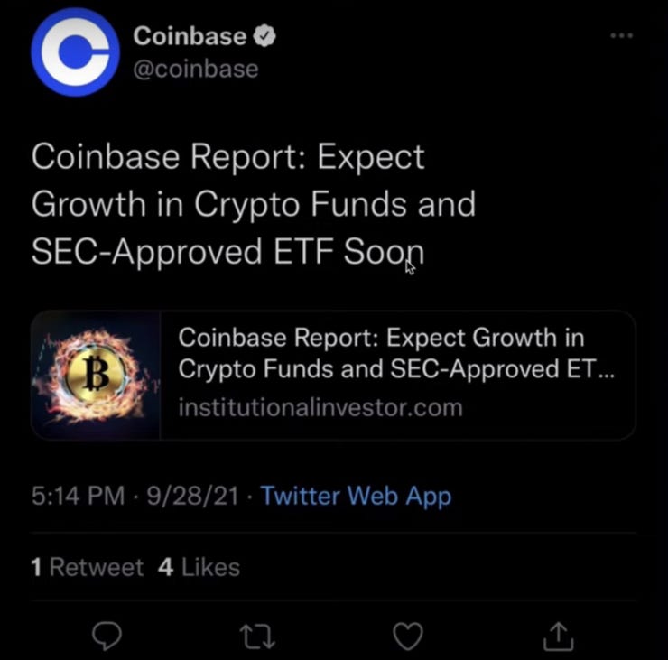 Why did Coinbase delete this tweet?