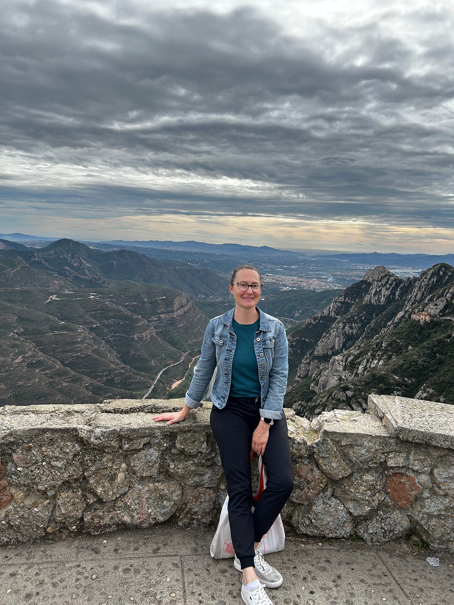 Sue at Monserrat in Spain