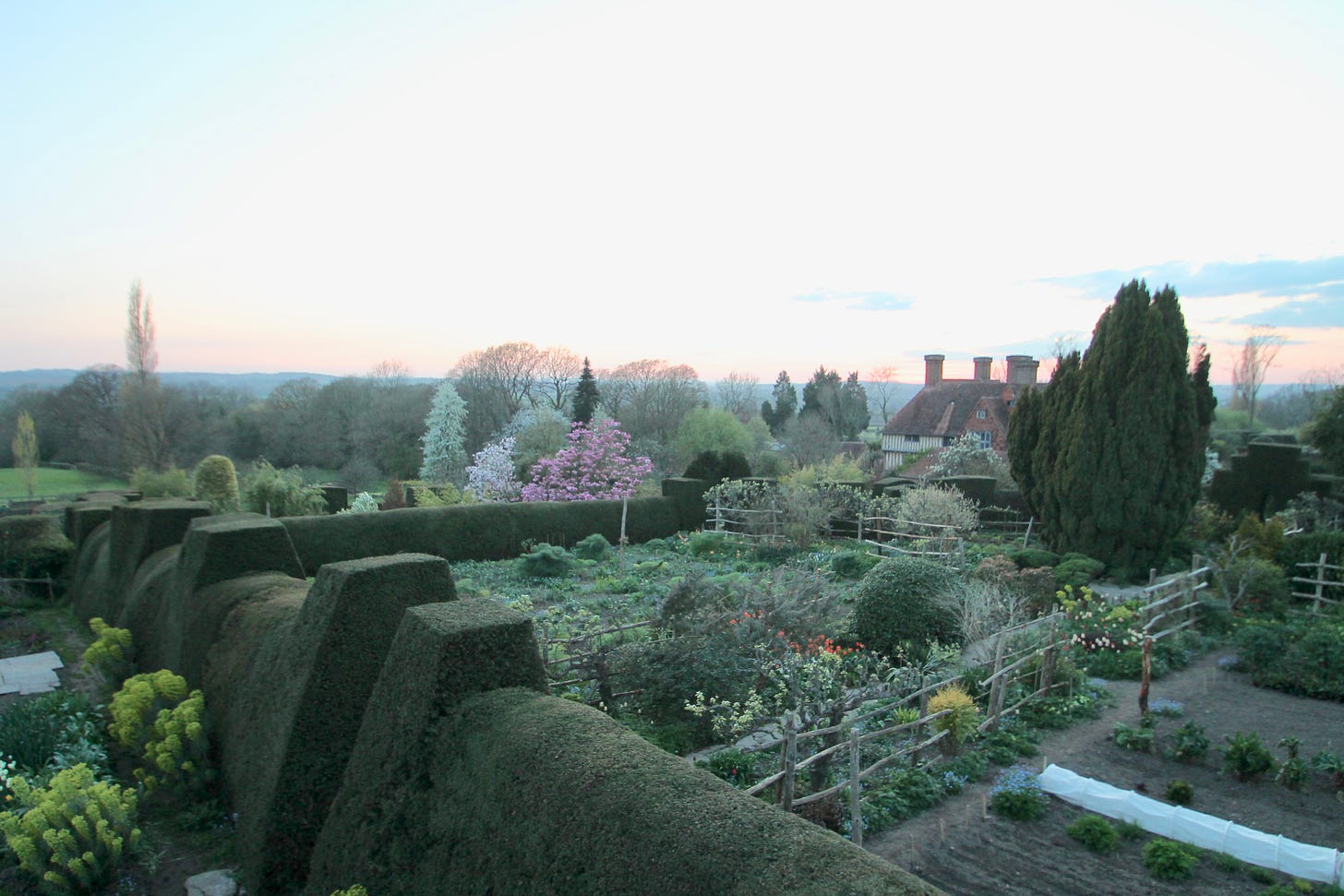 Overhead view of the gardens at Great Dixter. Photo by Molly Hendry
