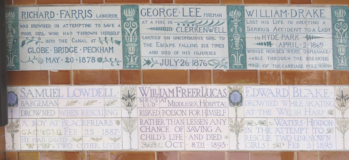 Block of 6 memorial ceramic tiles