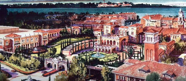 disney grand venezia resort concept art entrance view