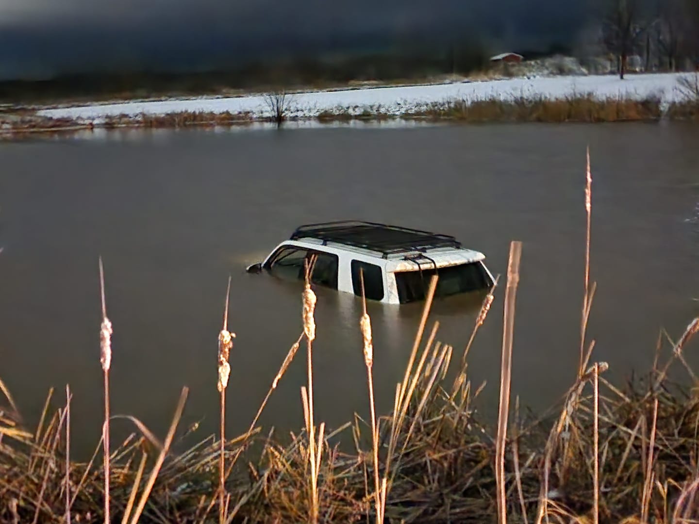 SUV ends up in pond along Balsley Rd. in Seneca Falls