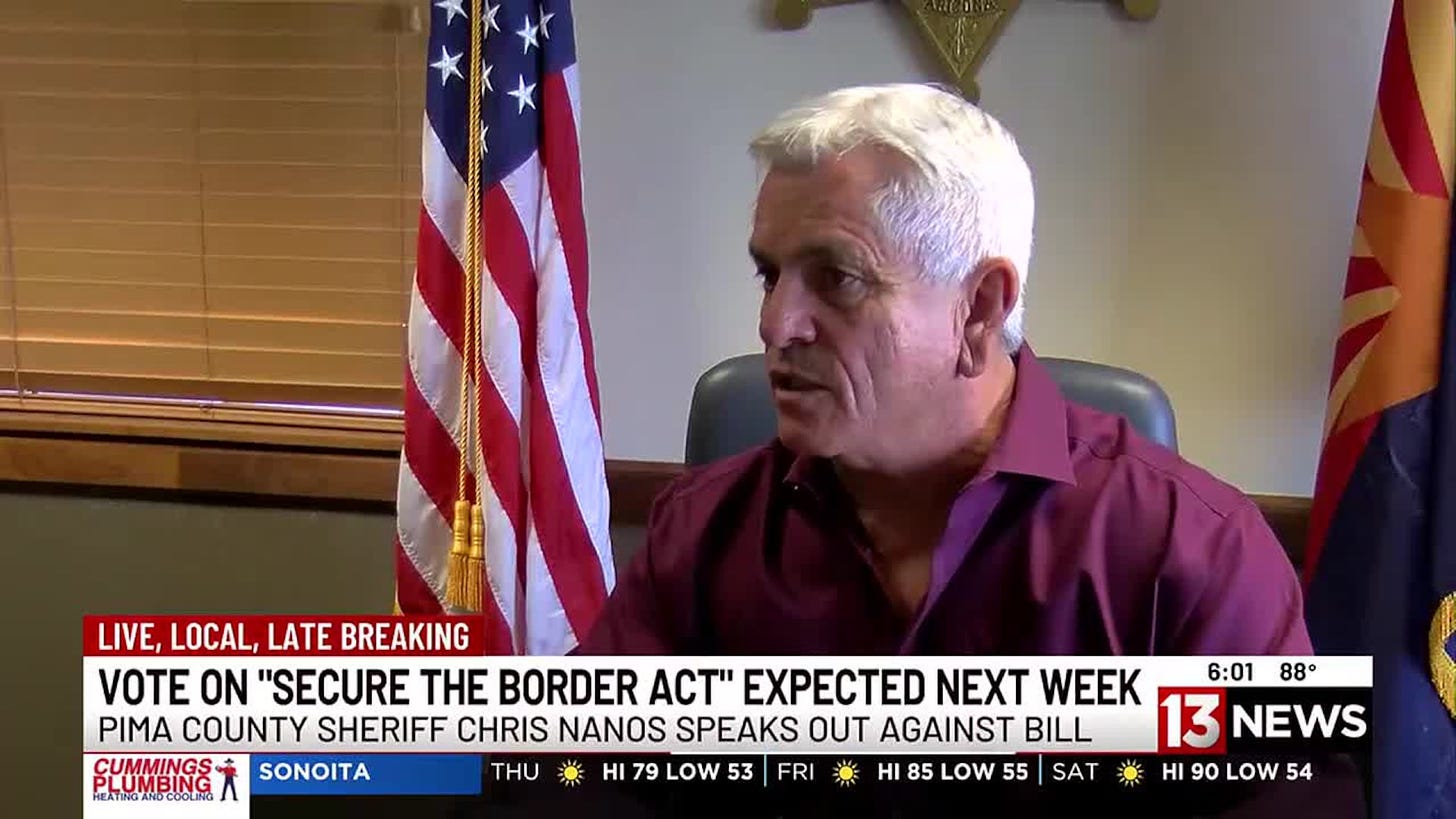 Pima County Sheriff Chris Nanos speaks out against Secure The Border Act