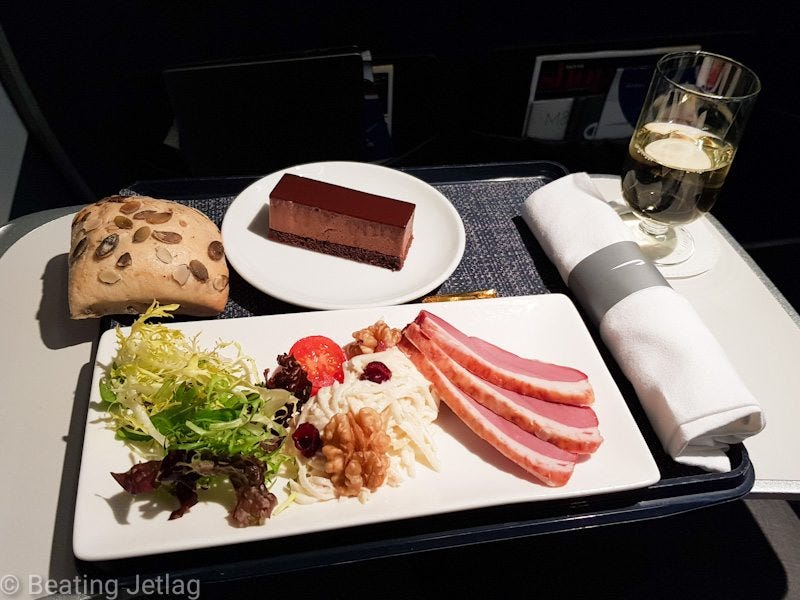 Picture of a Business class meal on British Airways