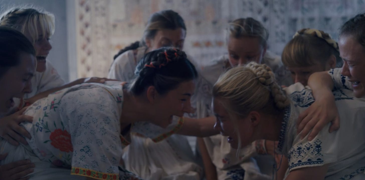 The Midsommar "women having a group scream-cry scene"