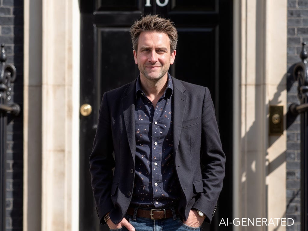 AI-generated image of Dan Taylor-Watt outside No. 10 Downing Street