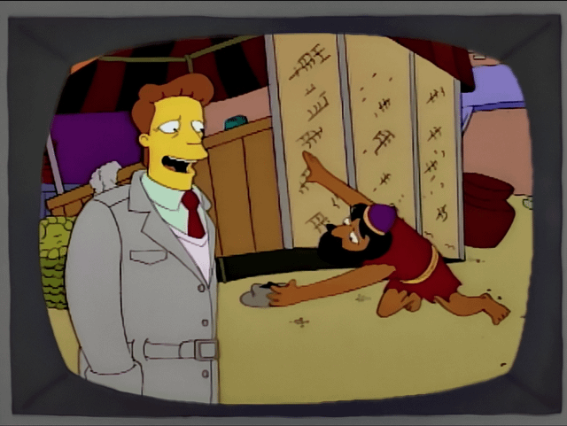 r/TheSimpsons - Shoplifting began here in ancient Phoenicia, thieves would literally lift the corner of a shop to snatch the sweet, sweet olives within