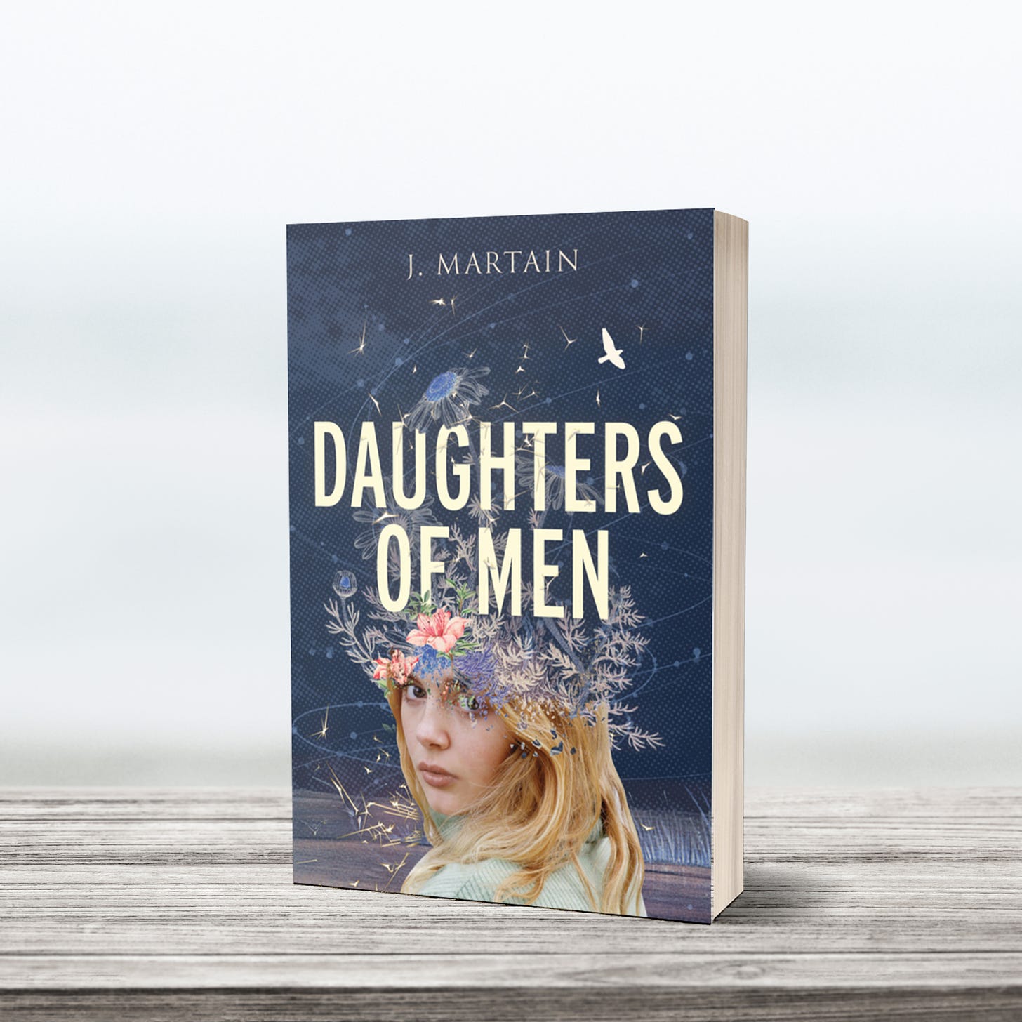 Daughters of Men by J Martain paperback with moody coastal background