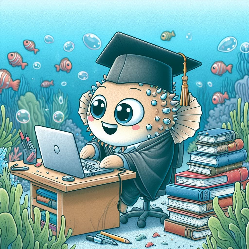 a fish writing a Thesis