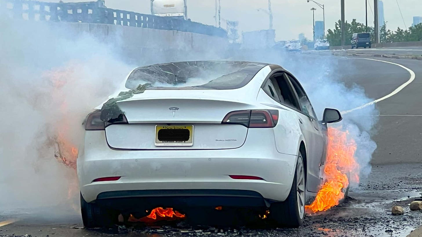 Watch Tesla Model 3 Catch Fire After Debris Strike, Sparks Discussion On EV  Safety