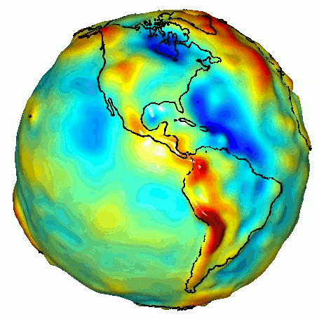 Animación mapa gravitatorio de la Tierra