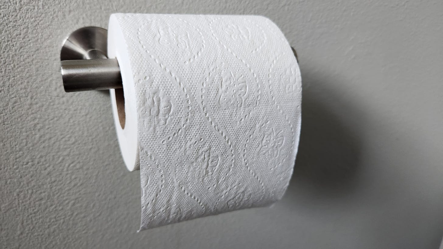 A roll of toilet paper
