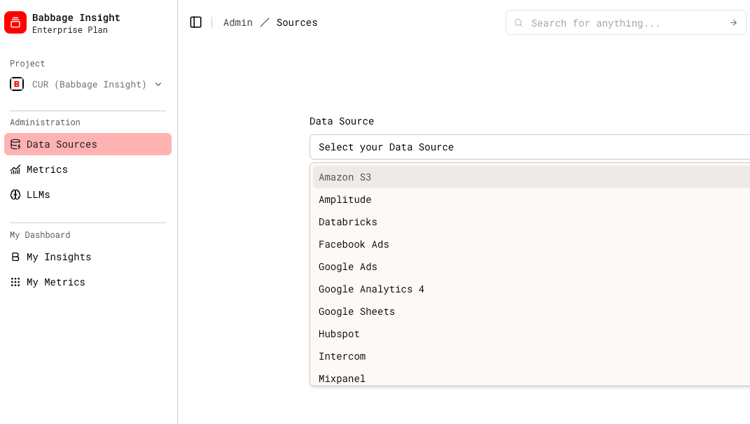 Babbage Insight's Dashboard