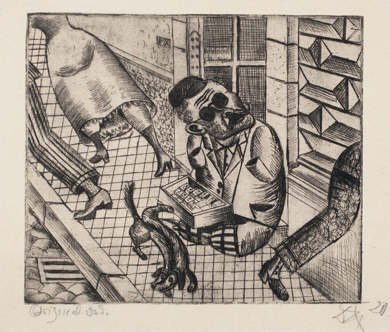 Sketch for "The Match Seller" by Otto Dix