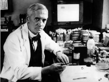 Alexander Flemming in his laboratory