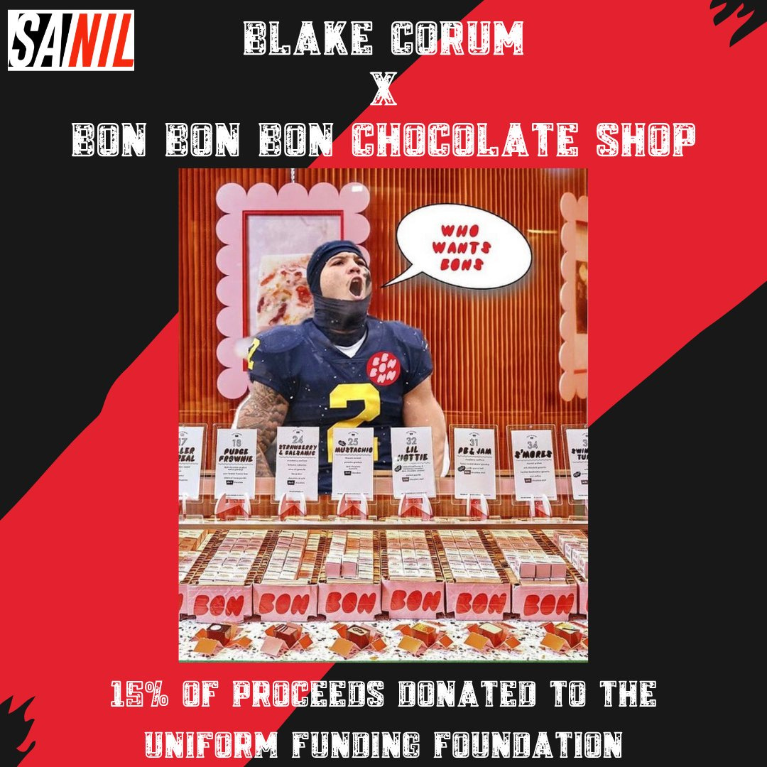 Student Athlete NIL on X: "After signing a sponsorship deal with Ann Arbor  chocolate shop - @BonBonBonChoc - Blake Corum spent the day on Saturday  interacting with customers in the shop https://t.co/yEw51gDZUn" /