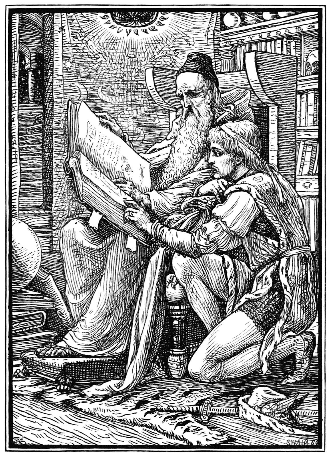 A wise man teaching a younger man