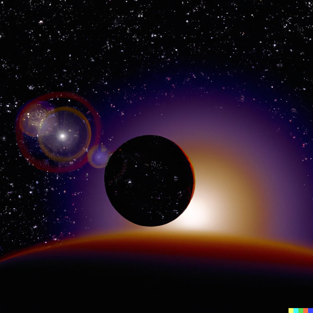 DALL·E 2023-04-24 18.25.05 - A star rising above the horizon of a planet in a distant solar system.png