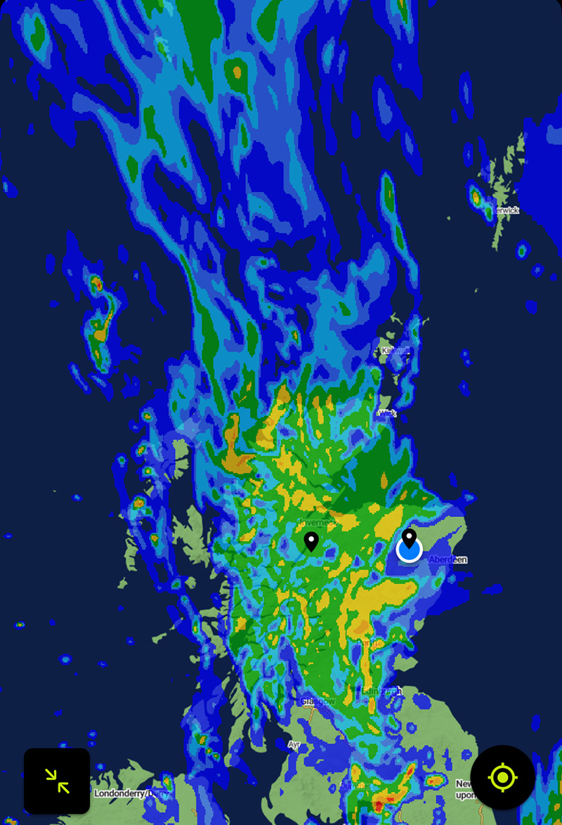 Rainfall radar for Scotland resembles an abstract painting by Munch