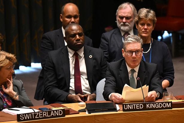 Foreign Secretary David Lammy sat beside Keir Starmer as the PM addressed the United Nations General Assembly Foreign Secretary David Lammy sat beside Keir Starmer as the PM addressed the United Nations General Assembly