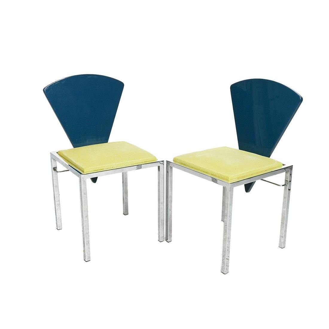 Six Saporiti Omaggi Style Chrome and Lucite Chairs