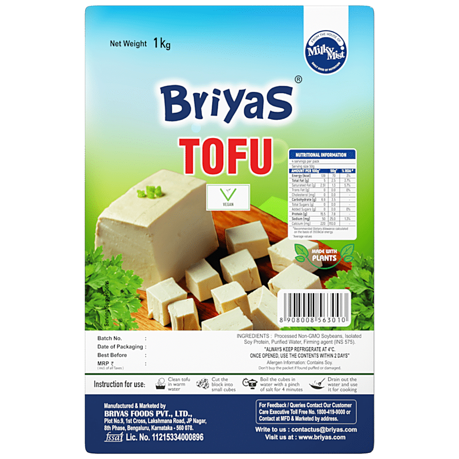 BRIYAS Tofu Paneer - Rich In Protein, Calcium, Excellent Taste & Texture,  200 g