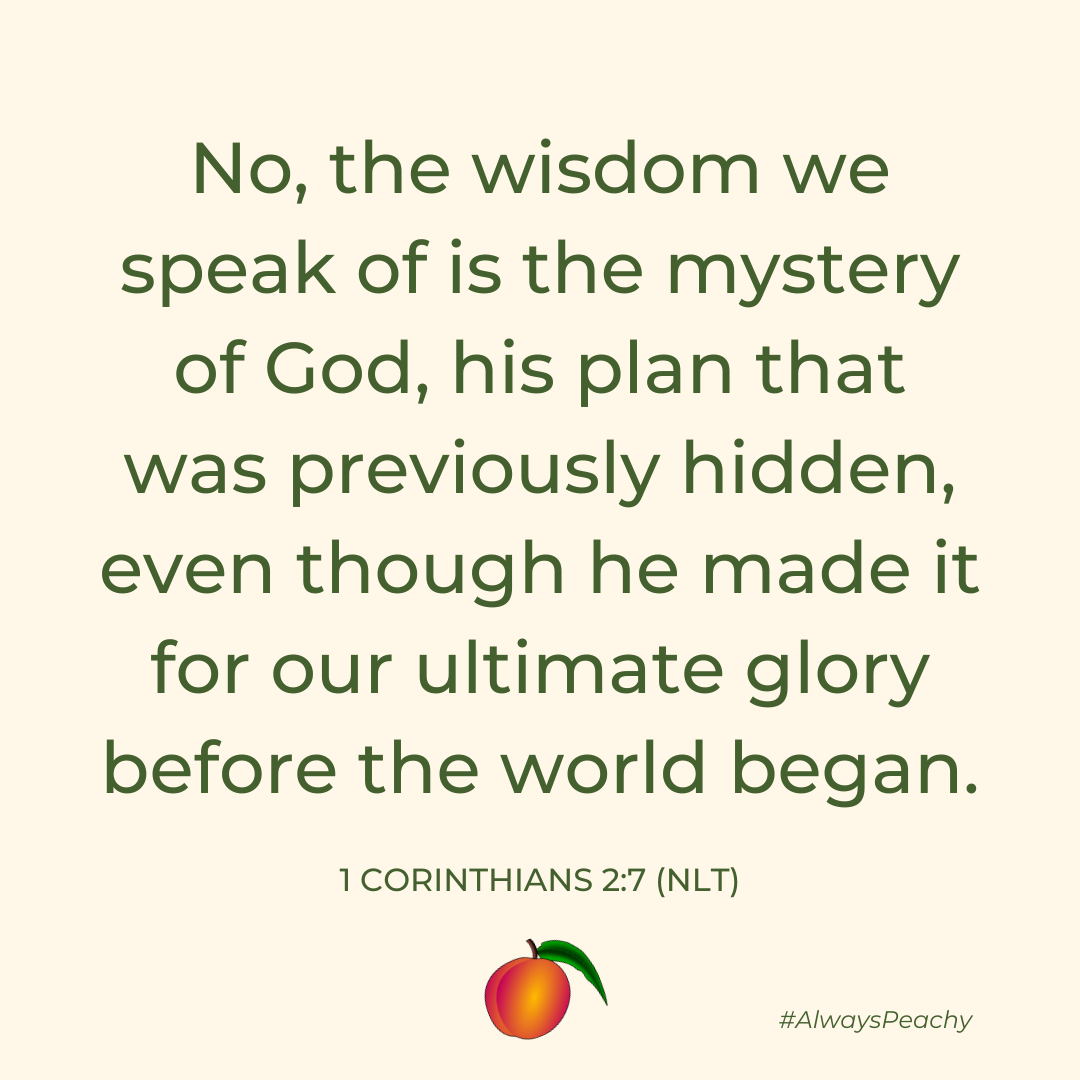 No, the wisdom we speak of is the mystery of God, his plan that was previously hidden, even though he made it for our ultimate glory before the world began. 