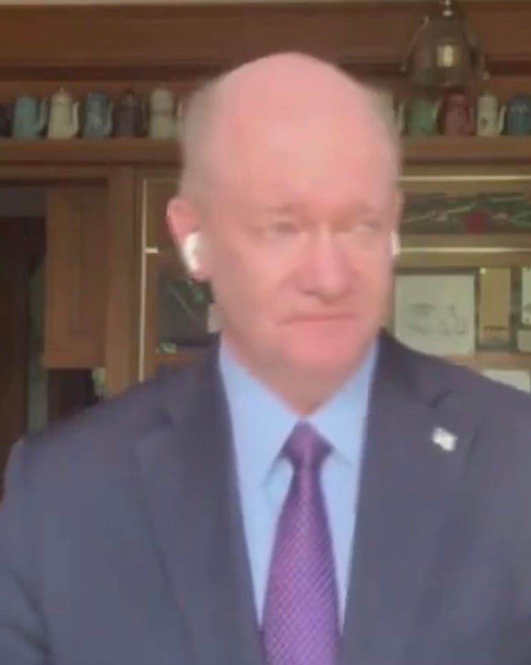 Biden-Harris campaign co-chair Sen. Chris Coons appeared distraught while appearing on CBS.