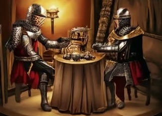 Two knights at a table