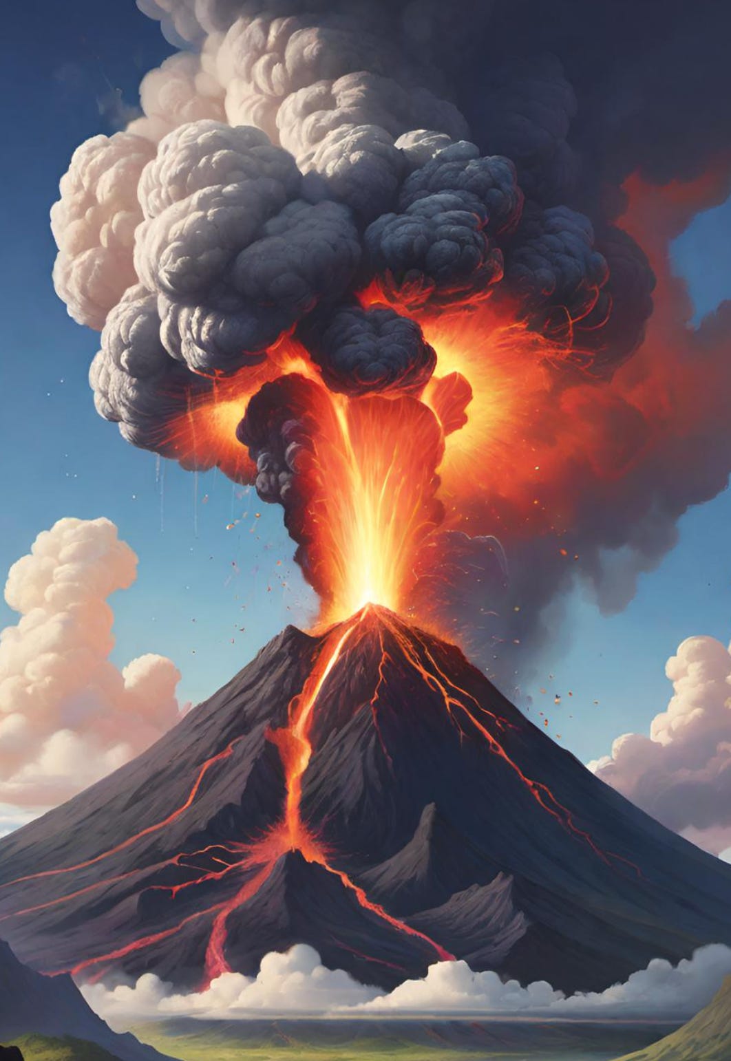 Artwork of Volcano Erupting