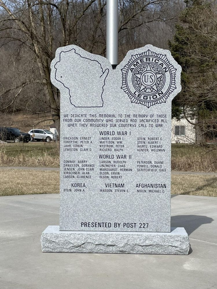 War Memorial in Spring Valley, WI