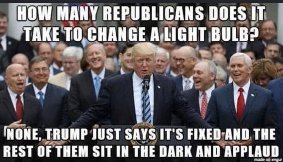 Meme about Republicans loyalty to Trump