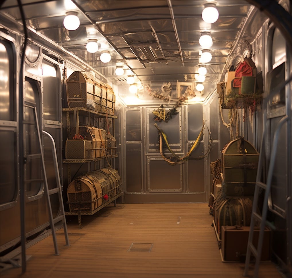 Interior of a baggage car