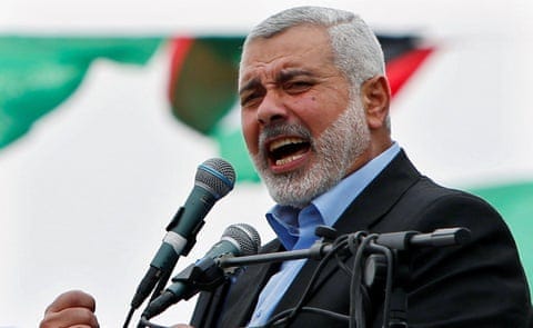 Haniyeh talks to his supporters during a Hamas rally in March 23, 2014. Haniyeh has now been killed in Iran