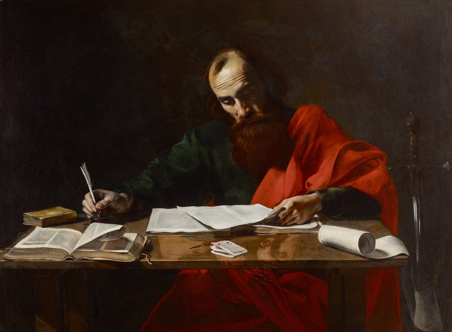Classic painting depicting Paul when writing his Epistles.