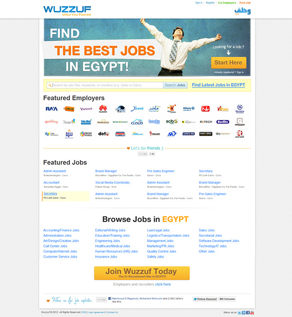 Wuzzuf.com Webdesign Interface recruitment website egypt websites Layout ux UI IxD