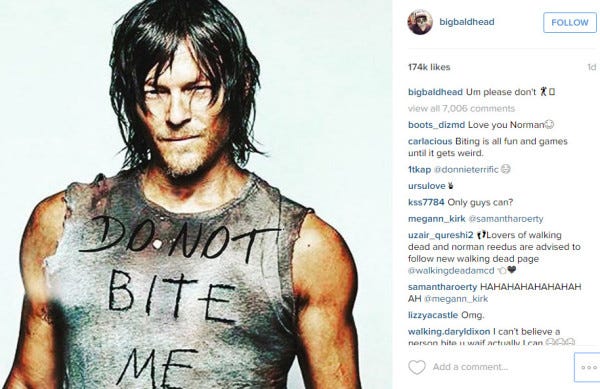 daryl dixon norman reedus do not bite me shirt 2015 images